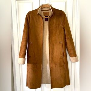RALPH LAUREN BRAND NEW! Camel Suede w/ Fur Lining Long Overcoat Size: XS
